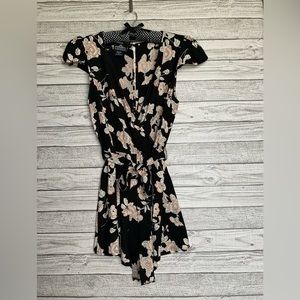 Adorable Black and Peach Floral Romper